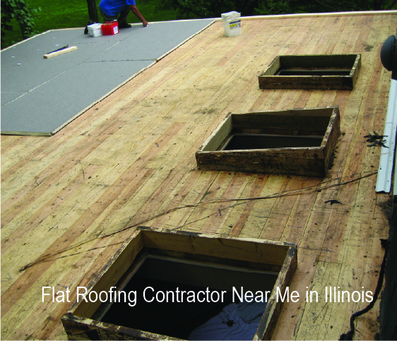 Flat Roofing On Progress For Home Arlington Heights, Evanston, Joliet, Buffalo Grove, Mundelein, Wilmette, IL